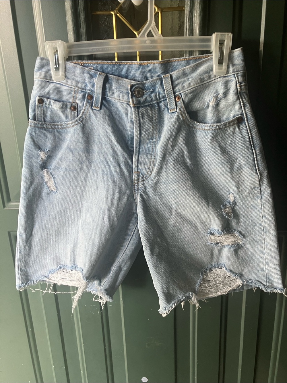 Levi's Light Blue Distressed Cutoff Jean Shorts